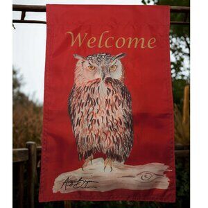 Welcome Owl Garden Flag by Angie Bryan Creations - Original Artwork